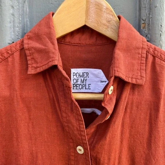 Power of my People Rust Wayward Fit Ss button up shirt, size xxs - Picture 12 of 13